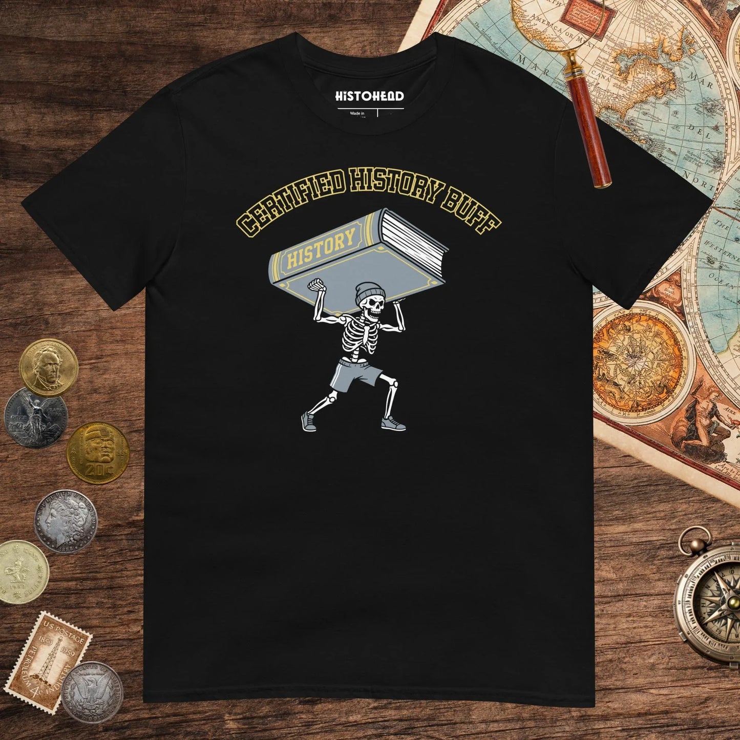 Black Certified History Buff Tee - history buff gift by HistoHead