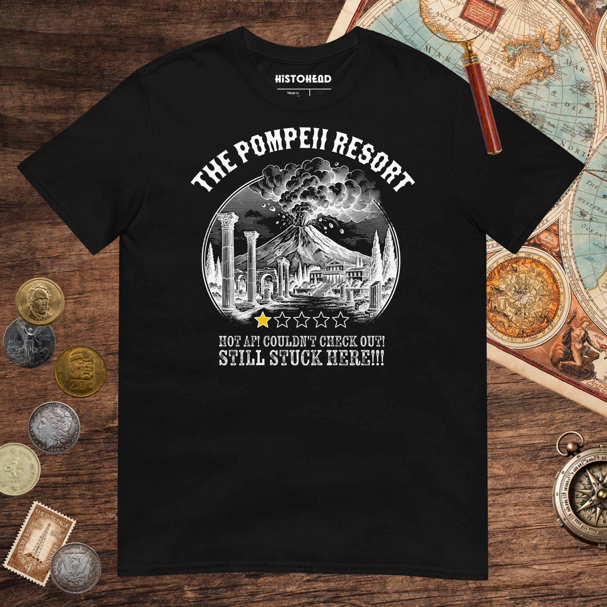 Black The Pompeii Resort Review Tee - history buff gift by HistoHead
