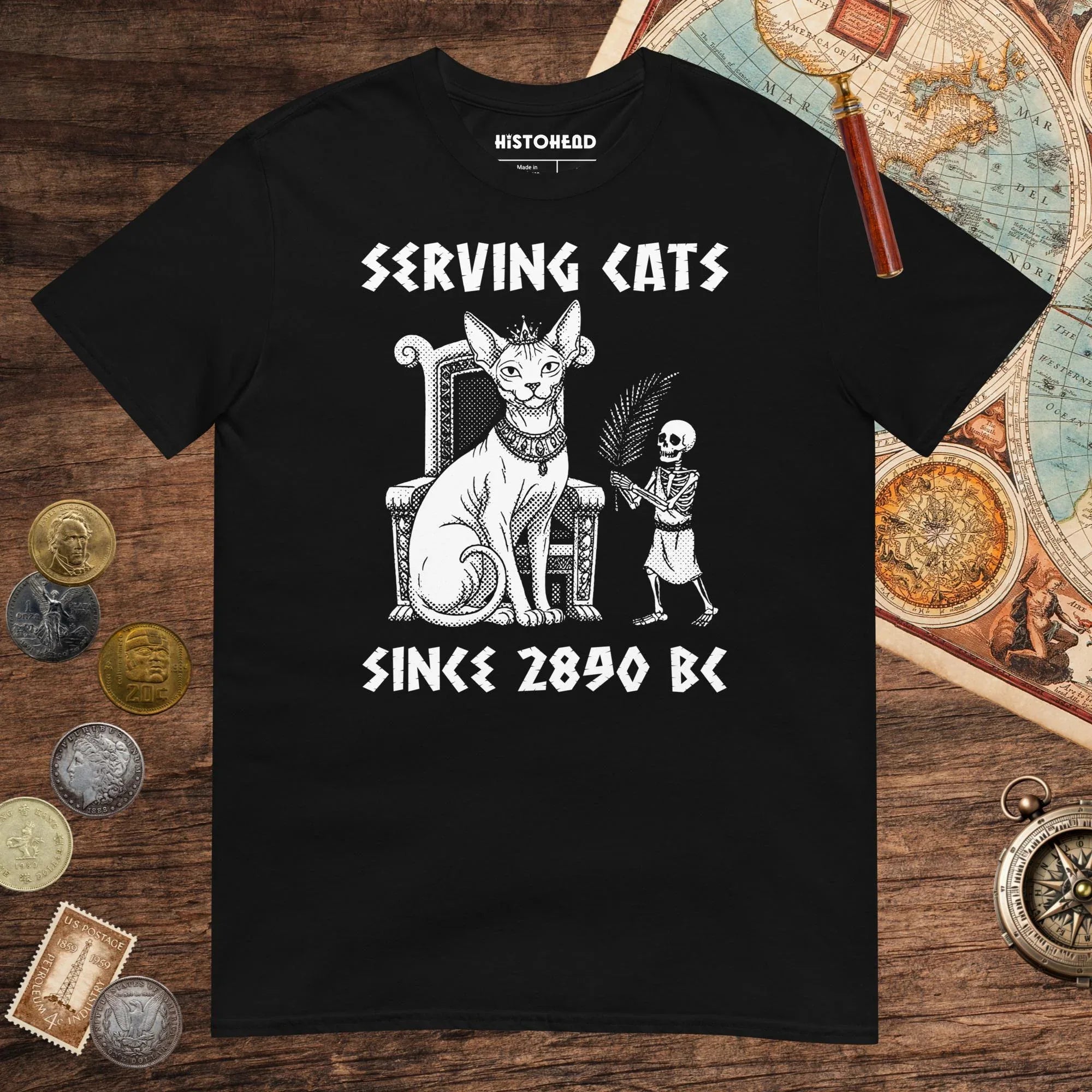 Black Serving Cats Since 2890 BC Tee - history buff gift by HistoHead