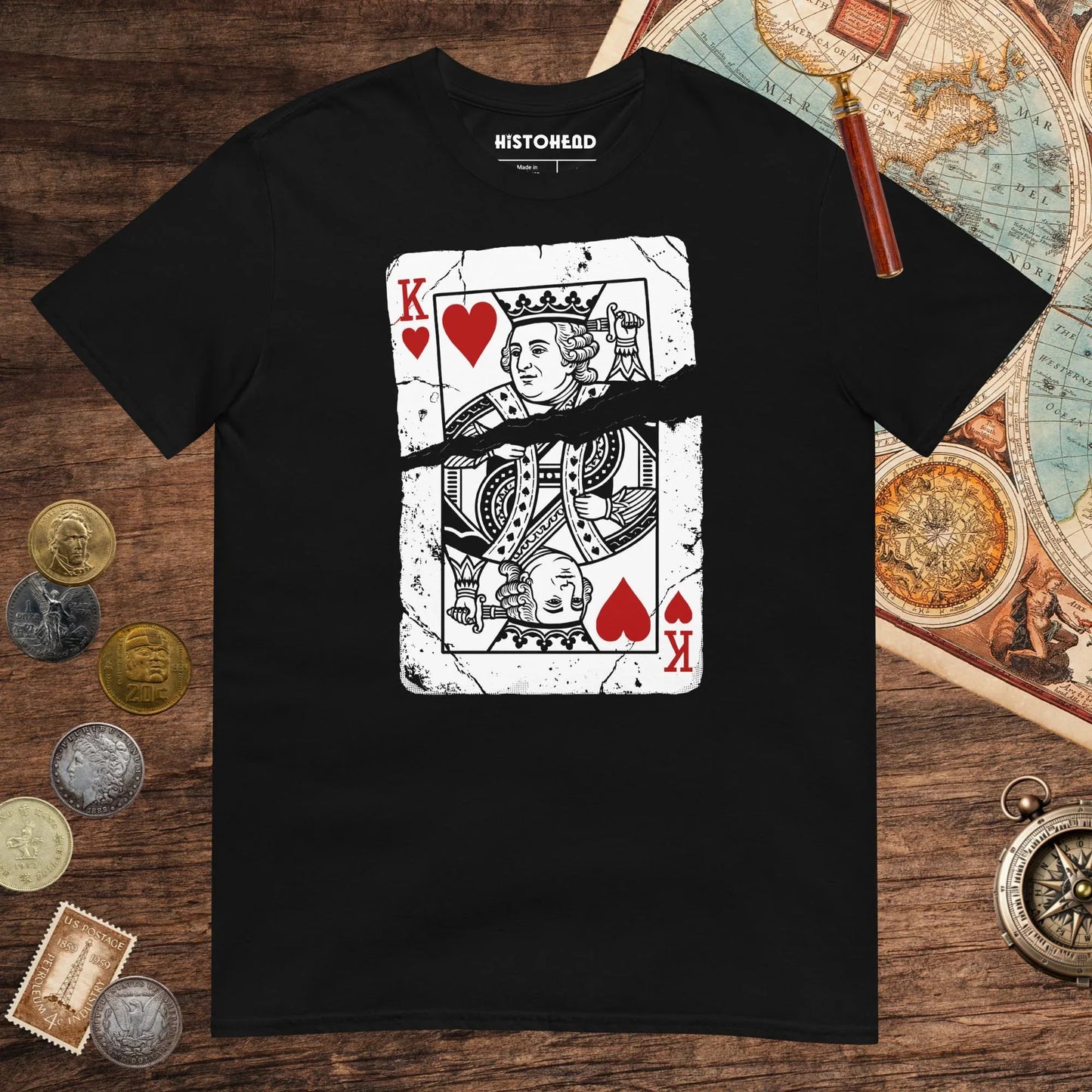 Black Louis XVI Playing Card Tee - history buff gift by HistoHead