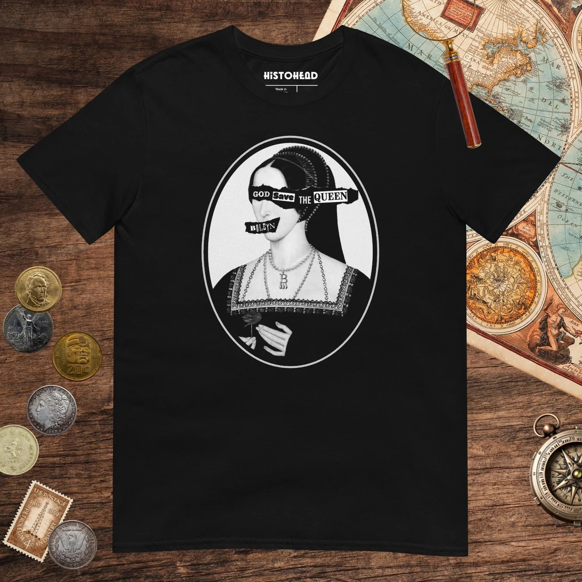 Black God Save the Queen Anne Boleyn Tee - history buff gift by HistoHead