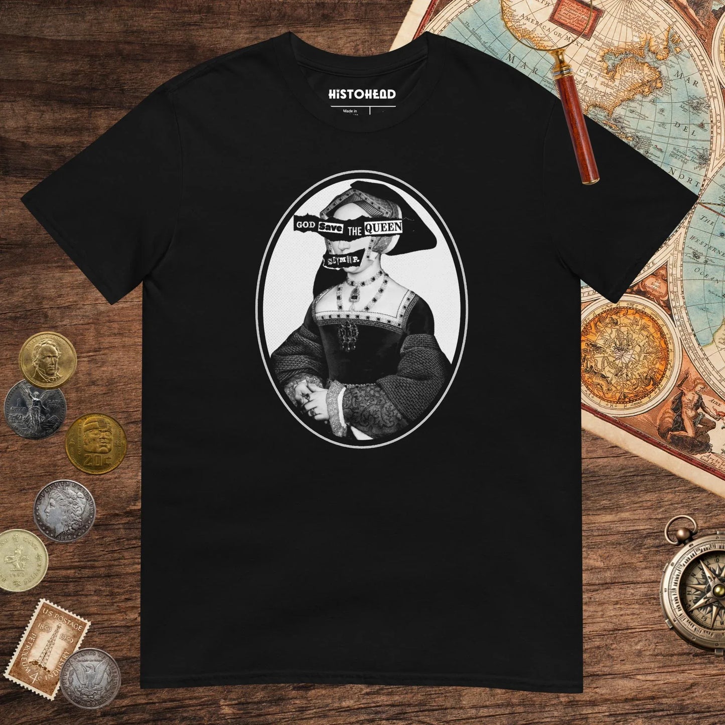 Black God Save the Queen Jane Seymour Tee - history buff gift by HistoHead