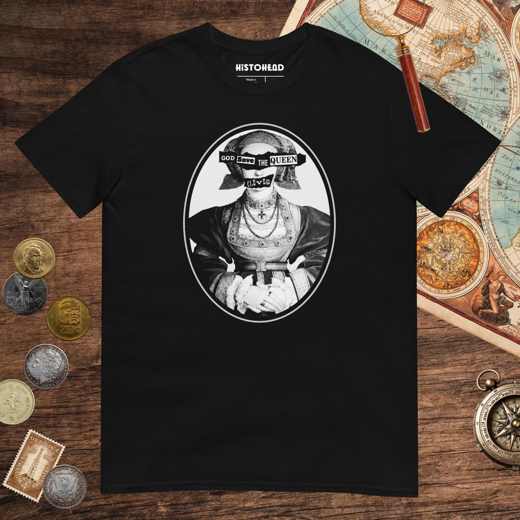 Black God Save the Queen Anne of Cleves Tee - history buff gift by HistoHead