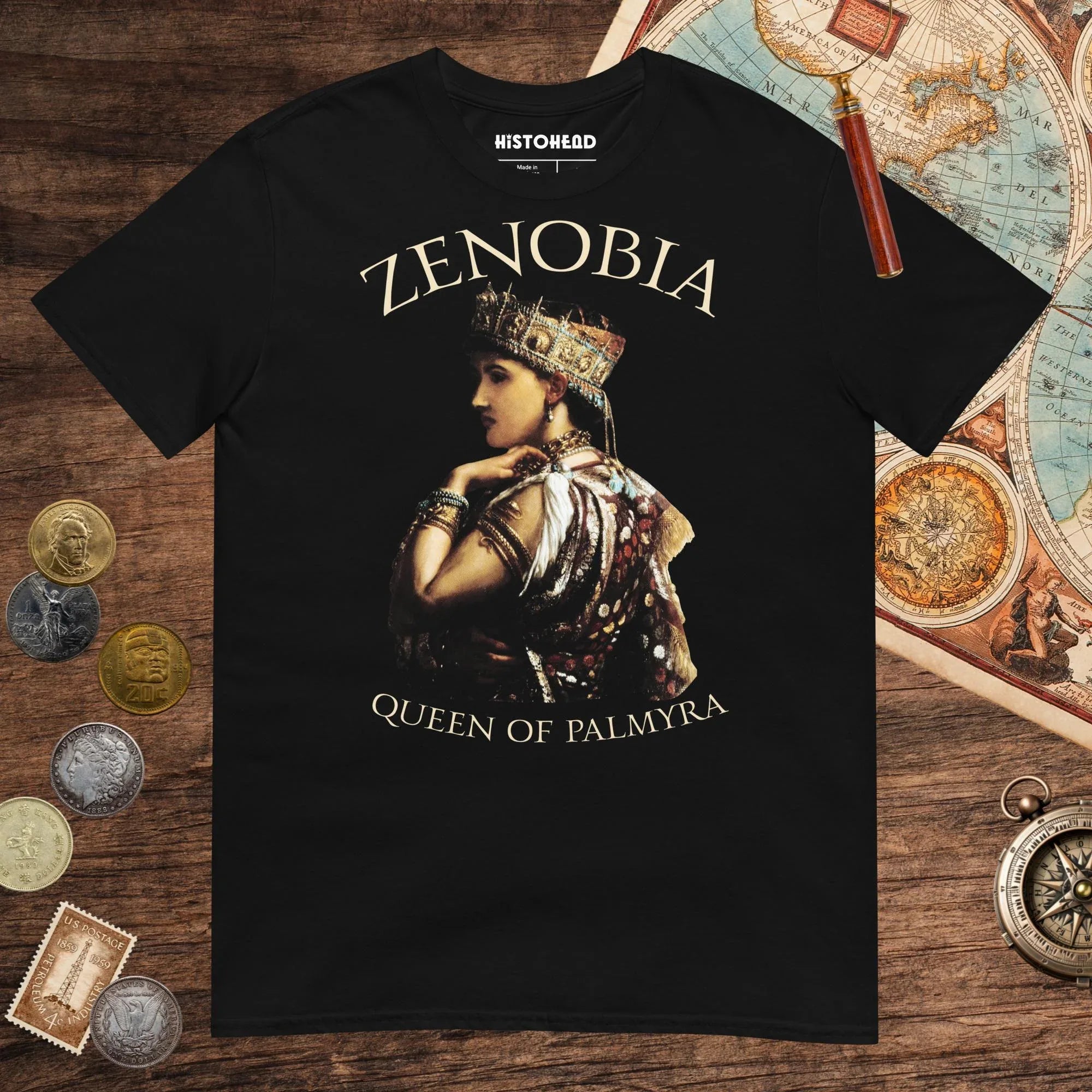 Black Zenobia Queen of Palmyra Tee - history buff gift by HistoHead