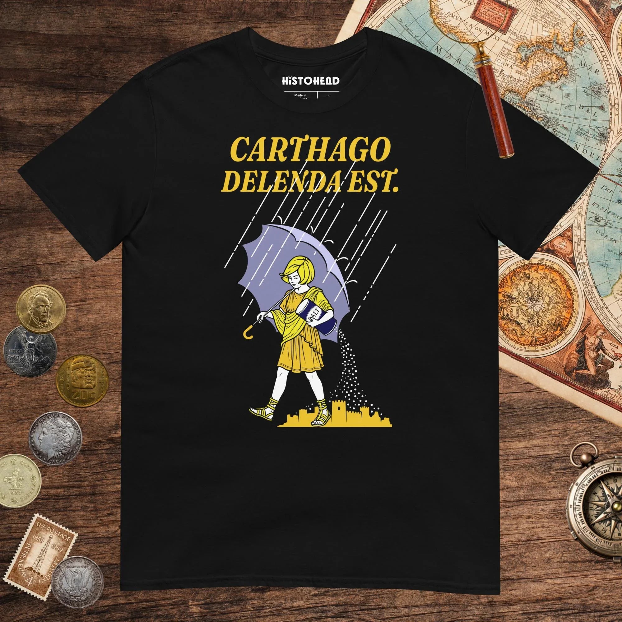 Black Carthago Delenda Est Salt Girl Tee - history buff gift by HistoHead