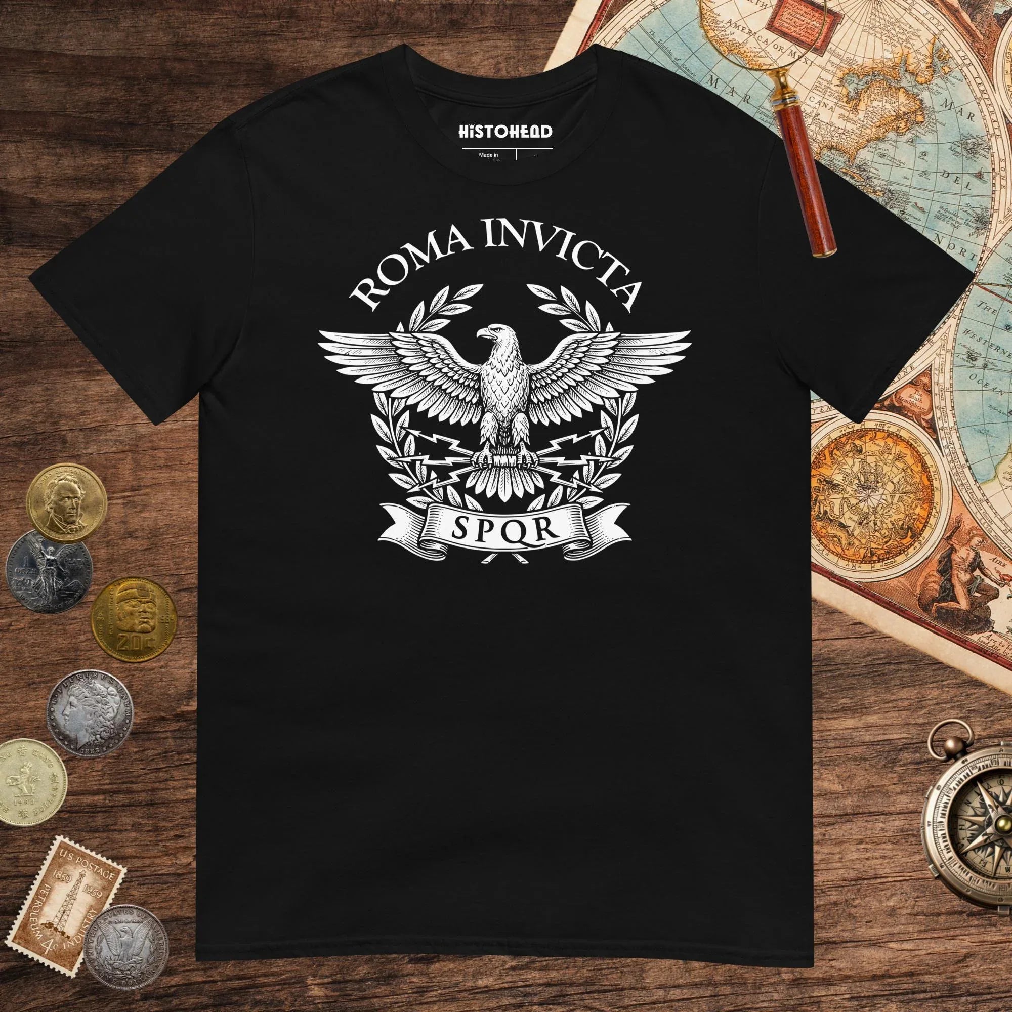 Black Roma Invicta Tee - history buff gift by HistoHead