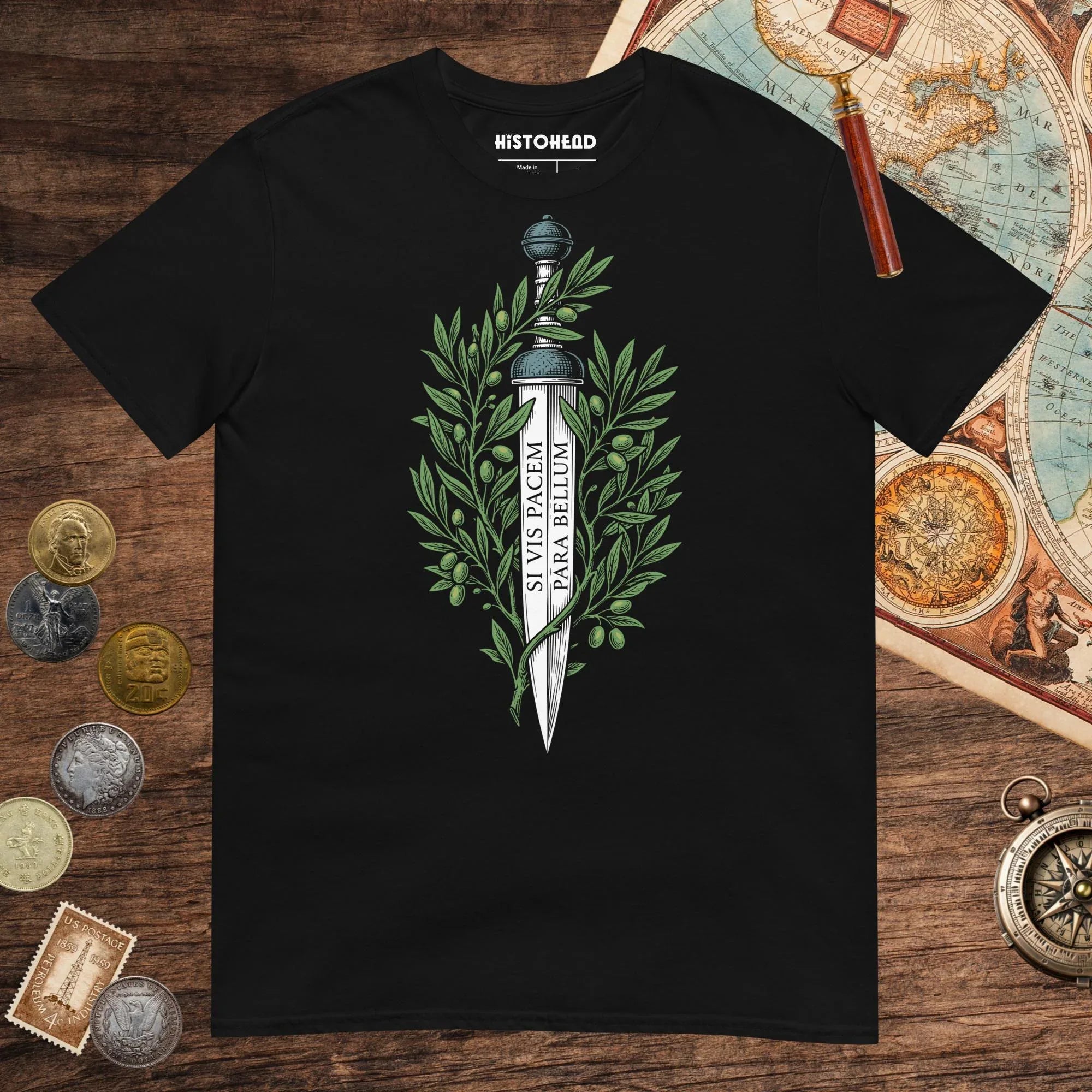 Black Si Vis Pacem Para Bellum Latin Phrase Tee - history buff gift by HistoHead