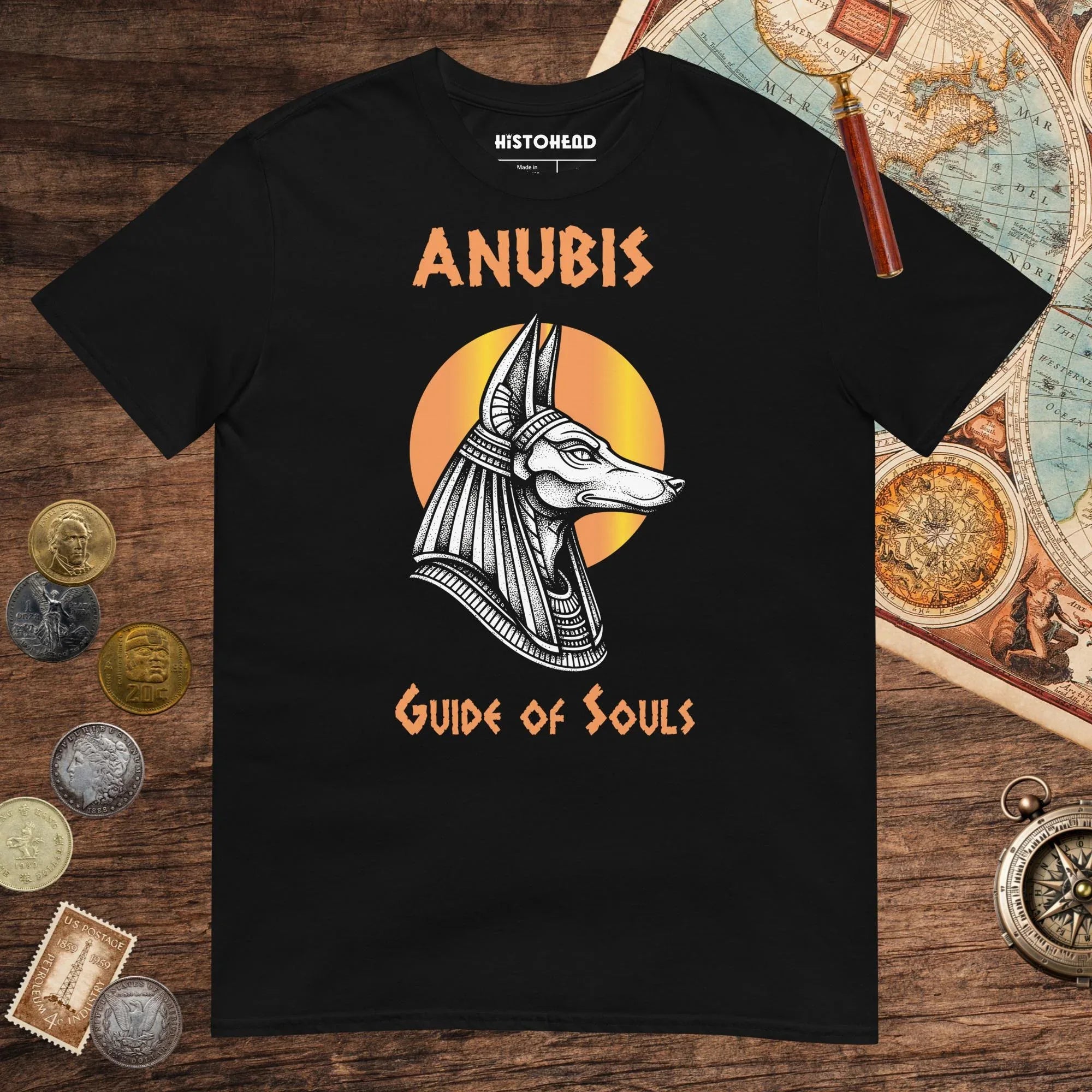Black Anubis Guide of Souls Tee - history buff gift by HistoHead