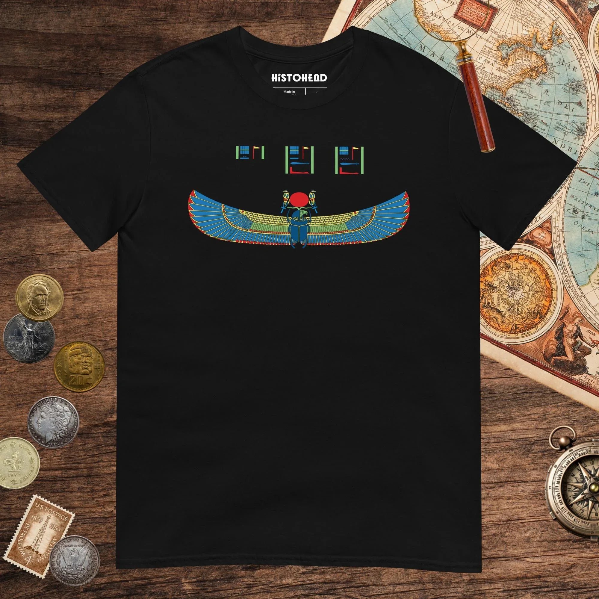 Black Khnum Hieroglyphs Tee - history buff gift by HistoHead