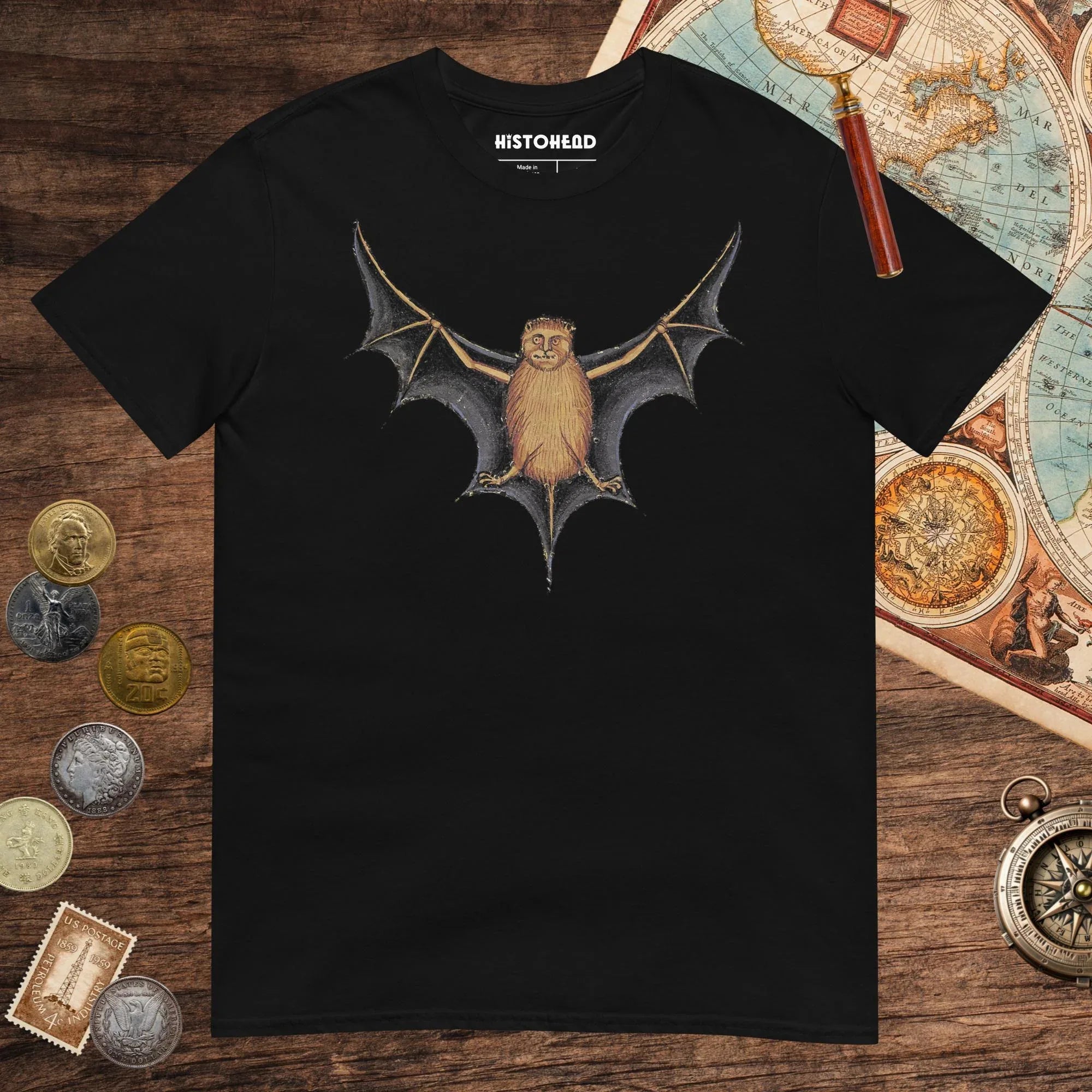 Black Weird Medieval Bat Tee - history buff gift by HistoHead