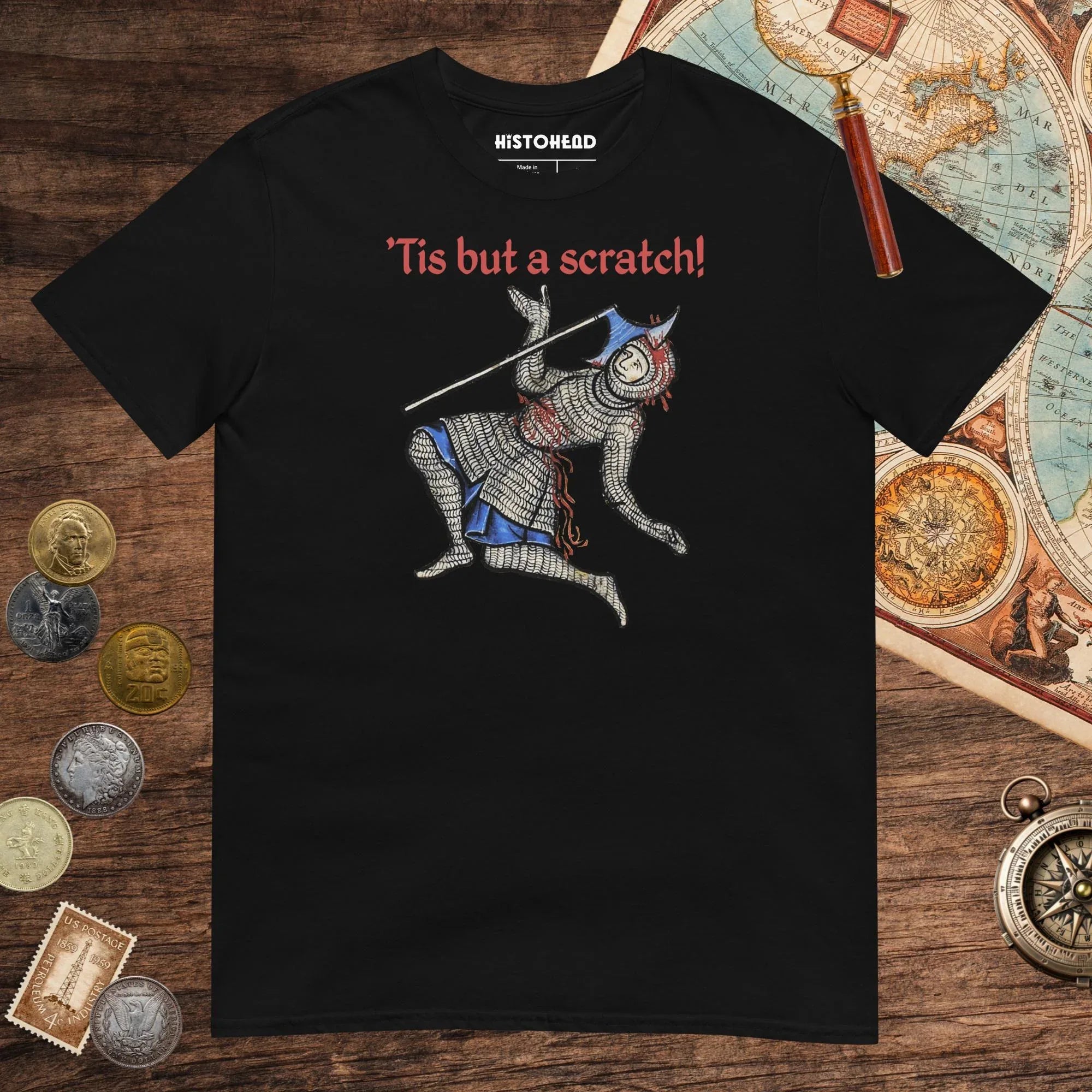 Black Tis But A Scratch Tee - history buff gift by HistoHead