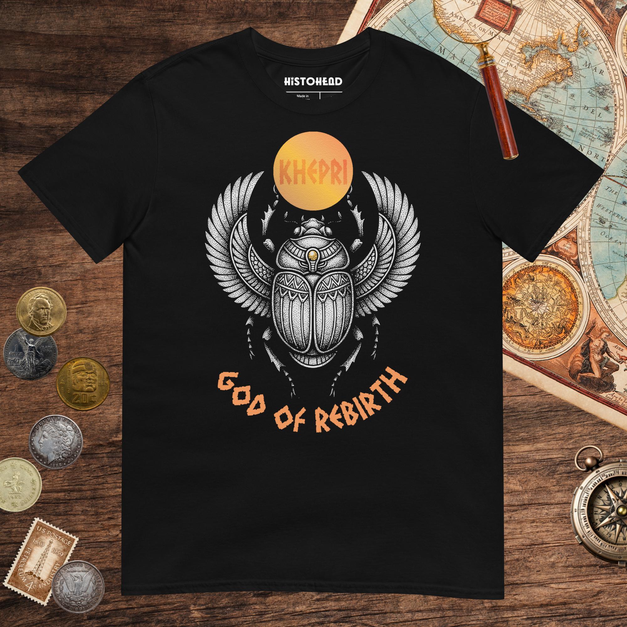 Black Khepri God of Rebirth Tee - history buff gift by HistoHead