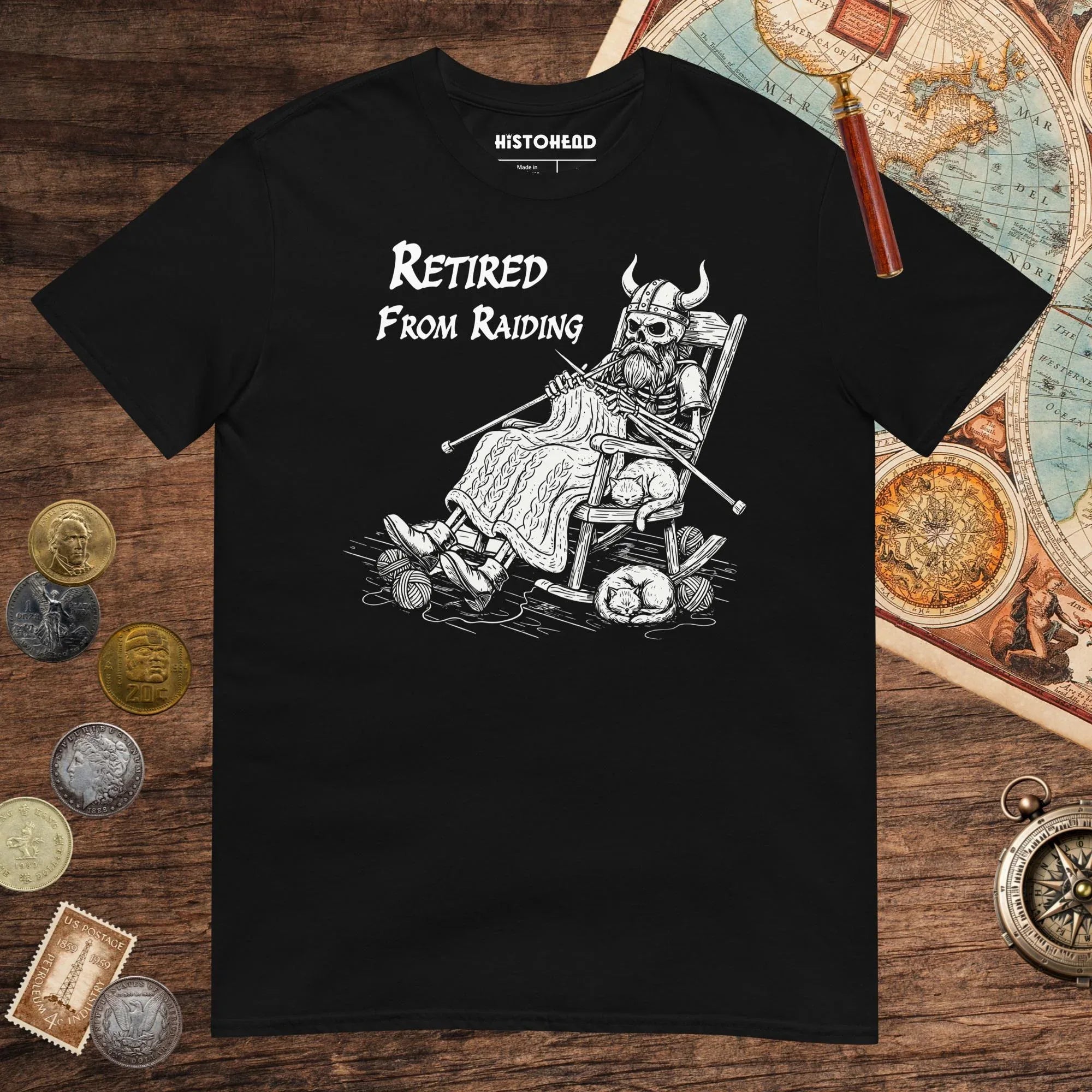 Black Retired From Raiding Tee - history buff gift by HistoHead