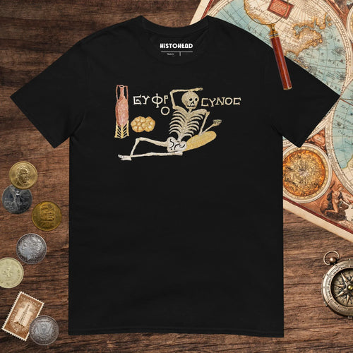 Black Skeleton Mosaic Tee - history buff gift by HistoHead