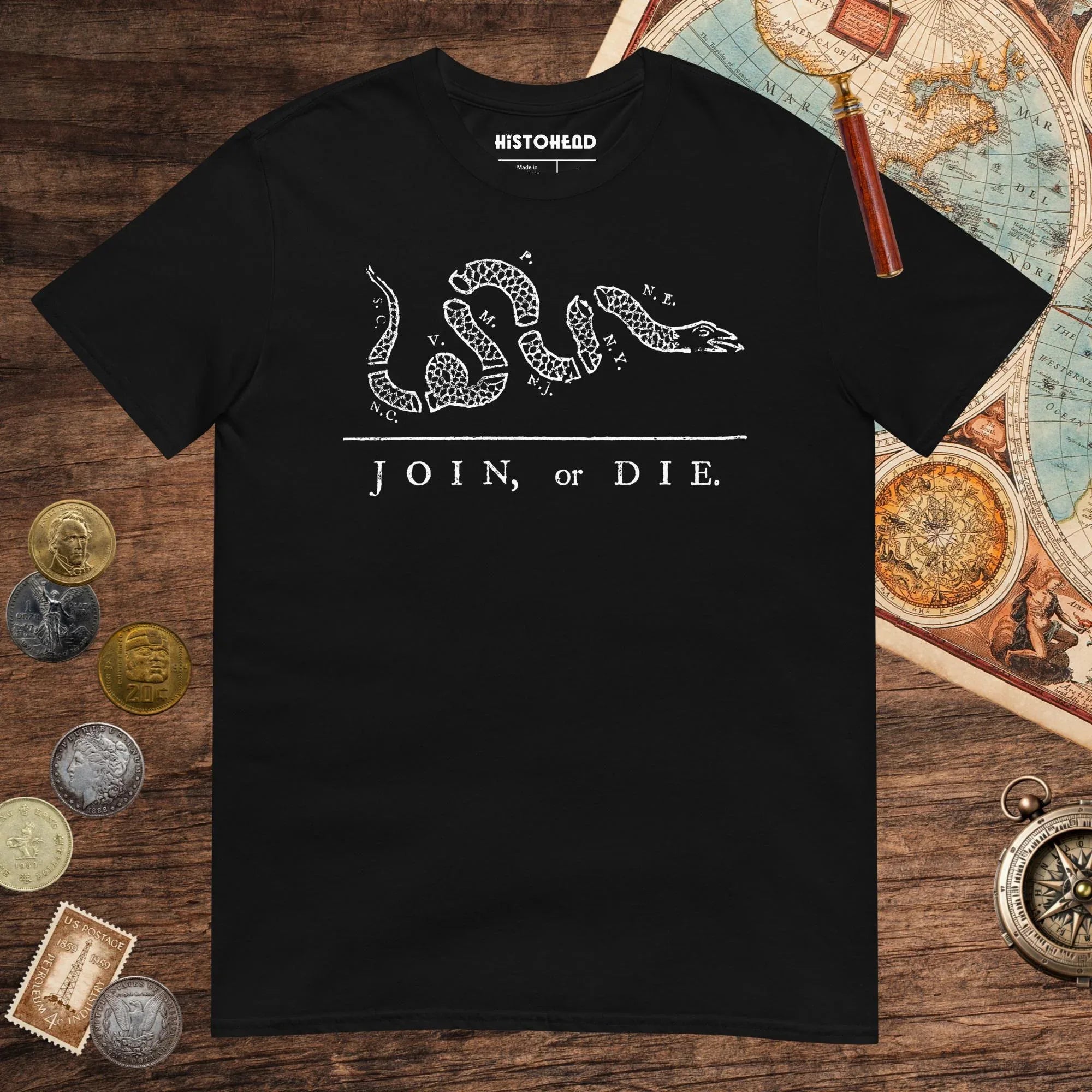 Black Join Or Die Tee - history buff gift by HistoHead