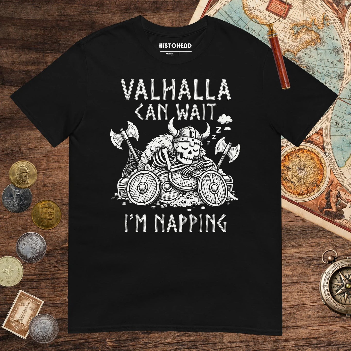 Black Valhalla Can Wait Tee - history buff gift by HistoHead