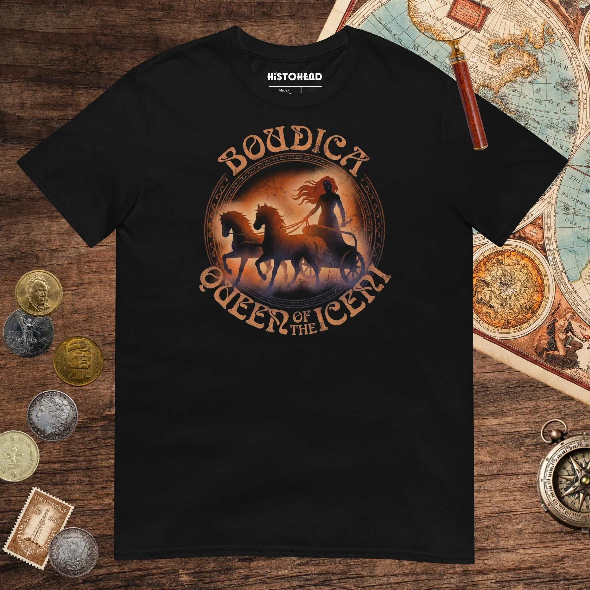 Black Boudica Queen of the Iceni Tee - history buff gift by HistoHead