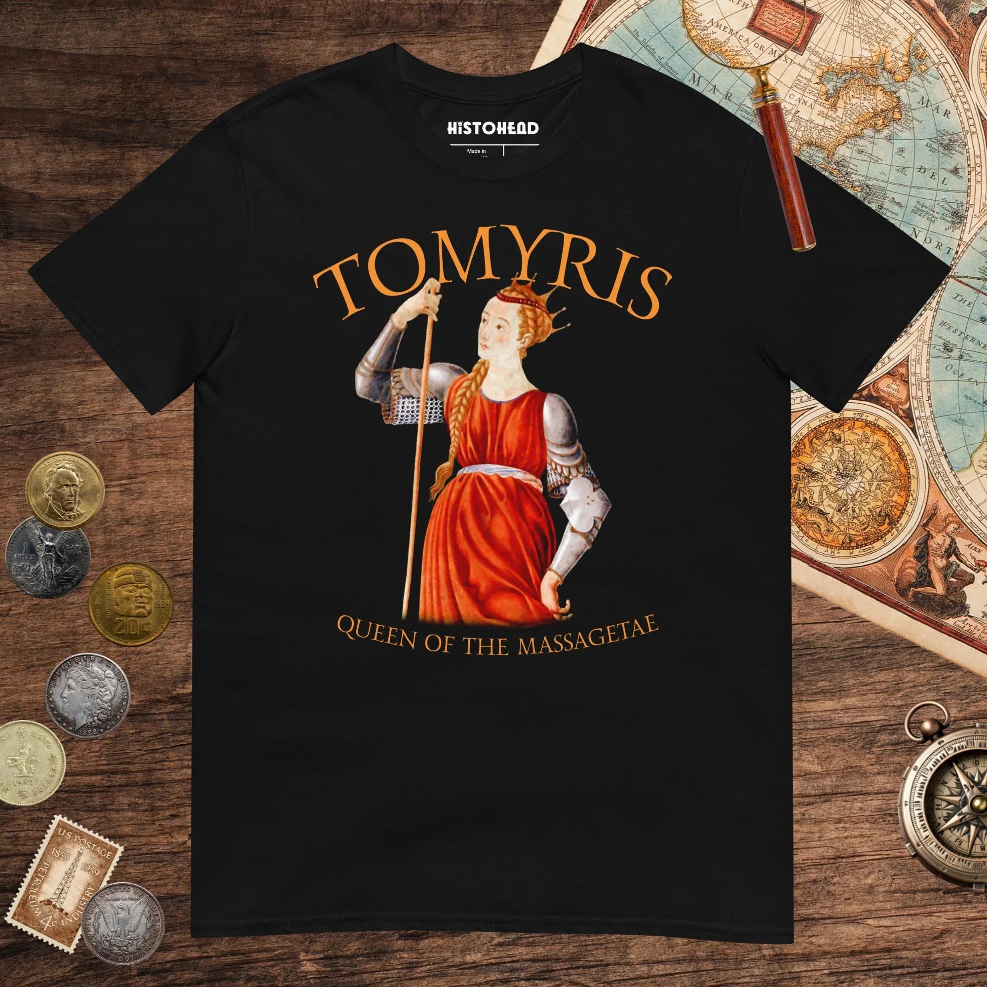 Black Tomyris Queen of the Massagetae Tee - history buff gift by HistoHead