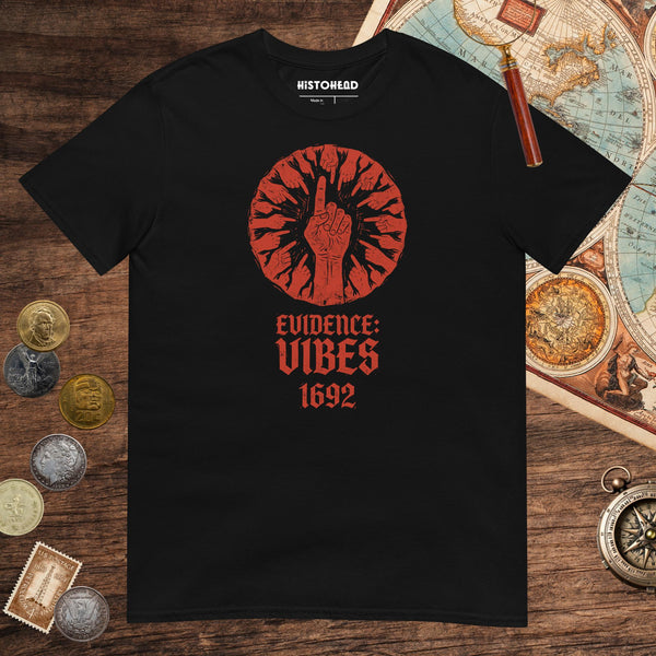 Black 1692 Salem Witch Trials Evidence Tee - history buff gift by HistoHead