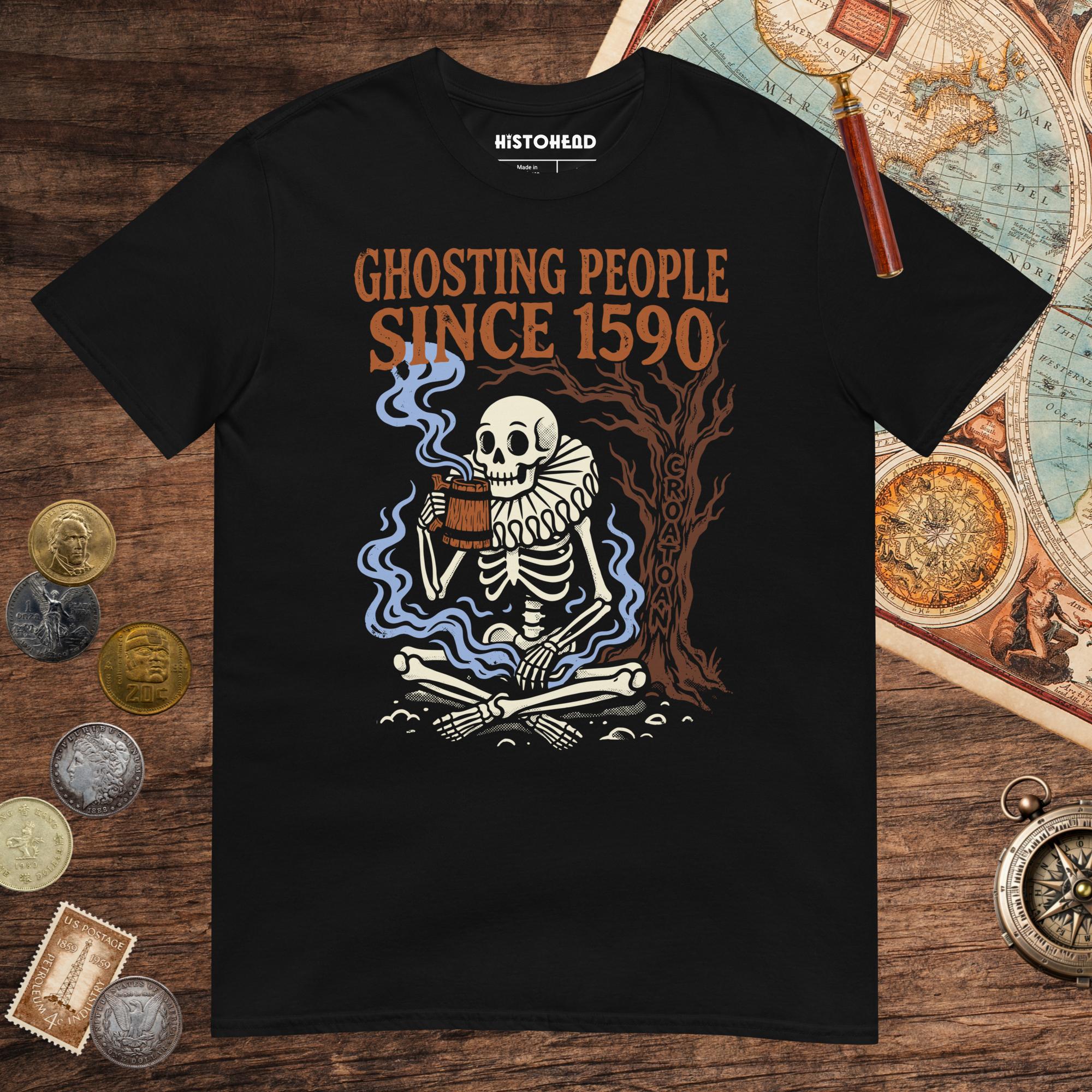 Black Roanoke Colony Ghosting Since 1590 Tee - history buff gift by HistoHead
