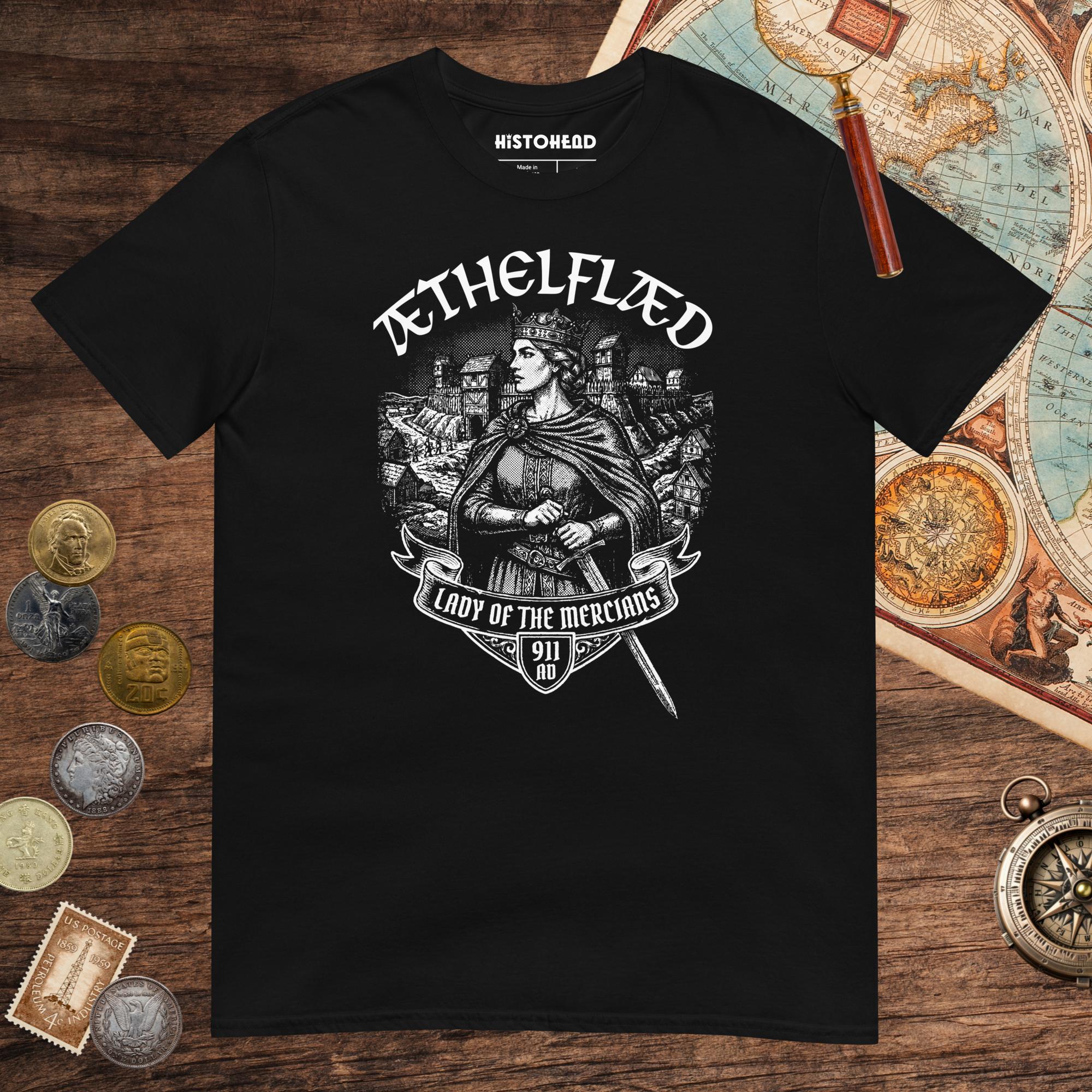 Black Æthelflæd Lady of the Mercians Tee - history buff gift by HistoHead
