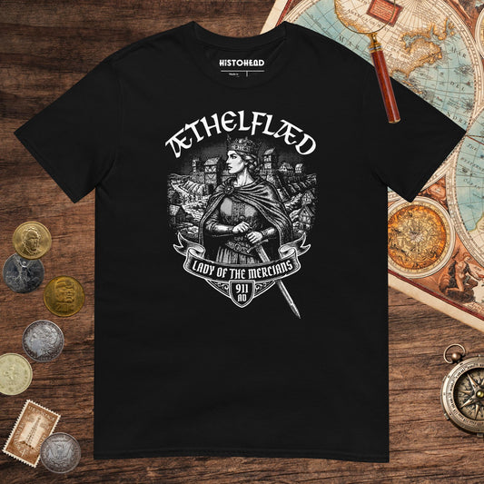 Black Æthelflæd Lady of the Mercians Tee - history buff gift by HistoHead