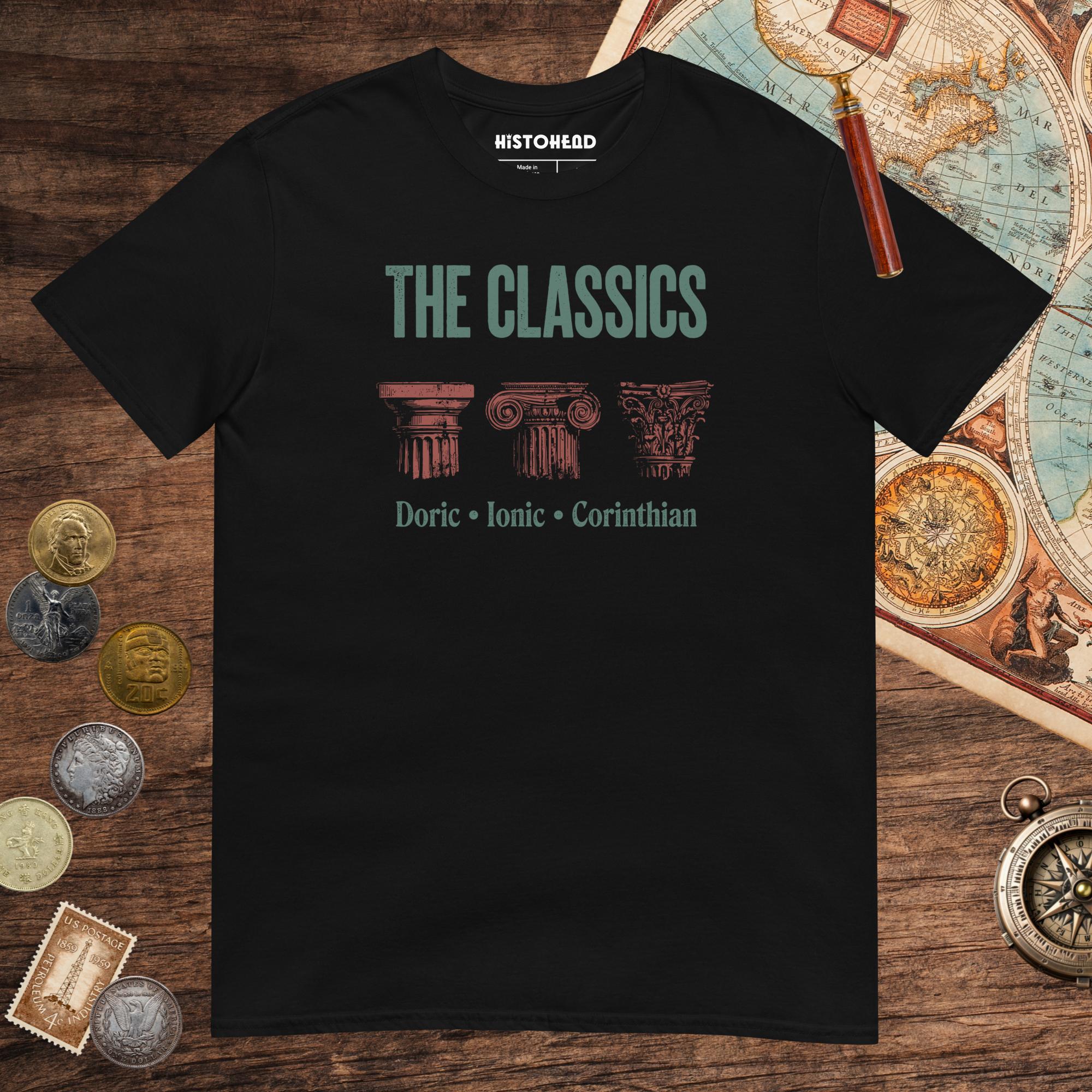 Black The Classics Doric Ionic Corinthian Tee - history buff gift by HistoHead