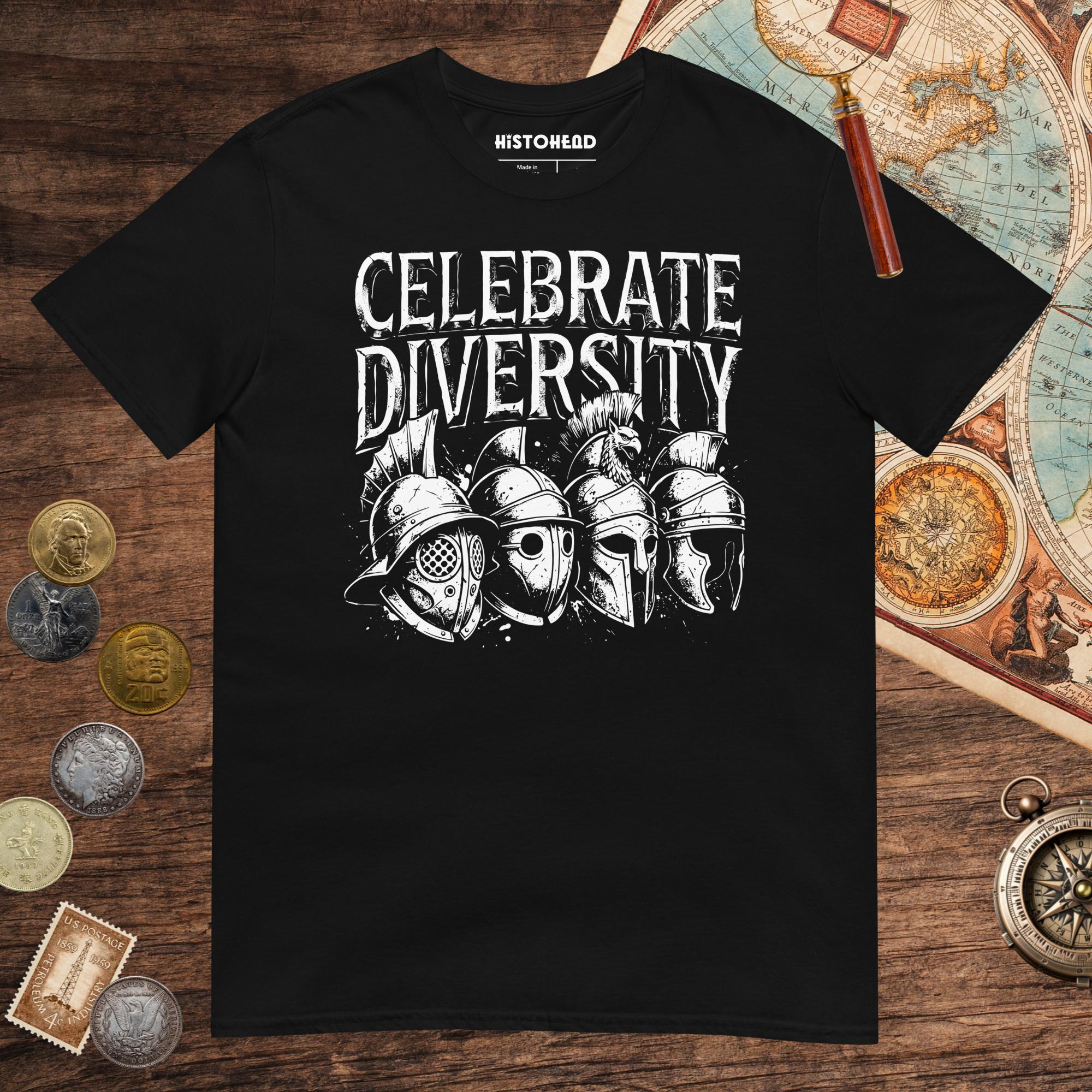 Black Celebrate Diversity Gladiator Helmets Edition Tee - history buff gift by HistoHead