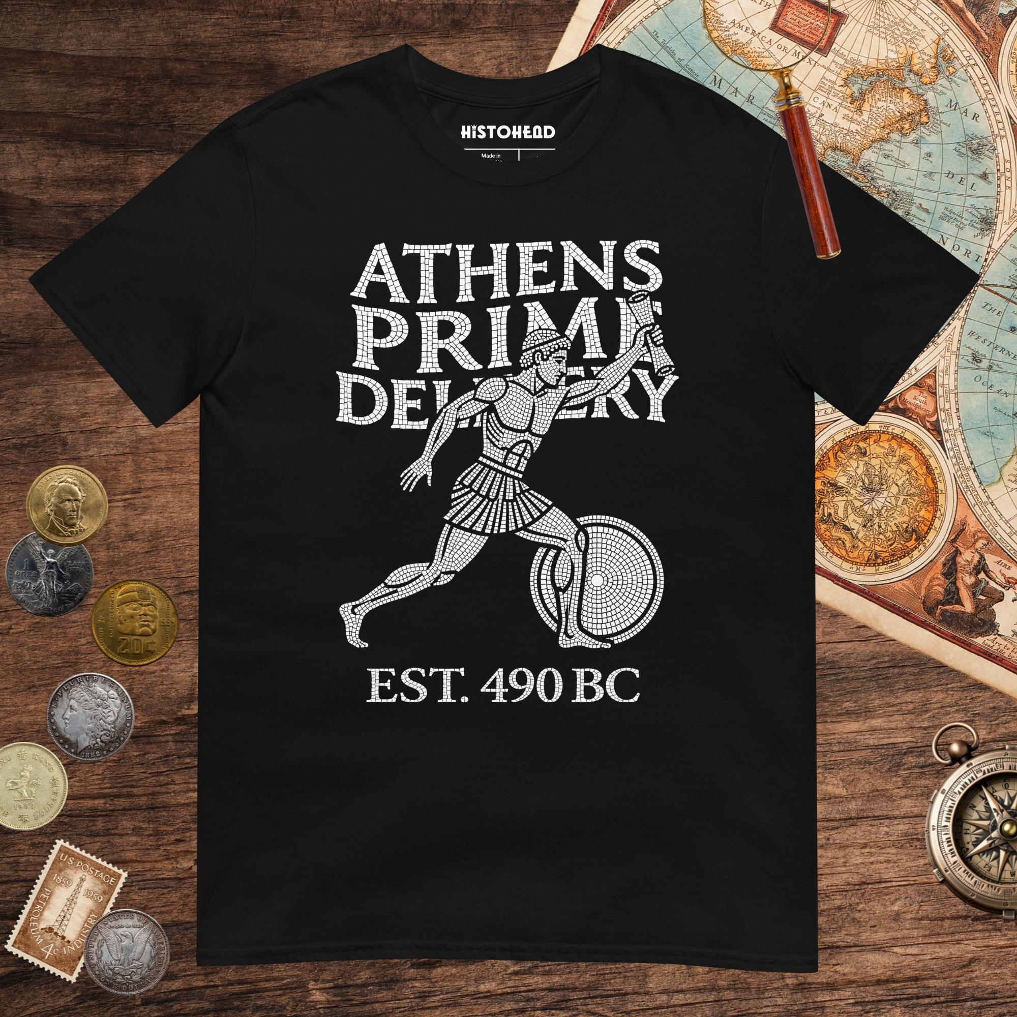 Black Athens Prime Delivery Tee - history buff gift by HistoHead