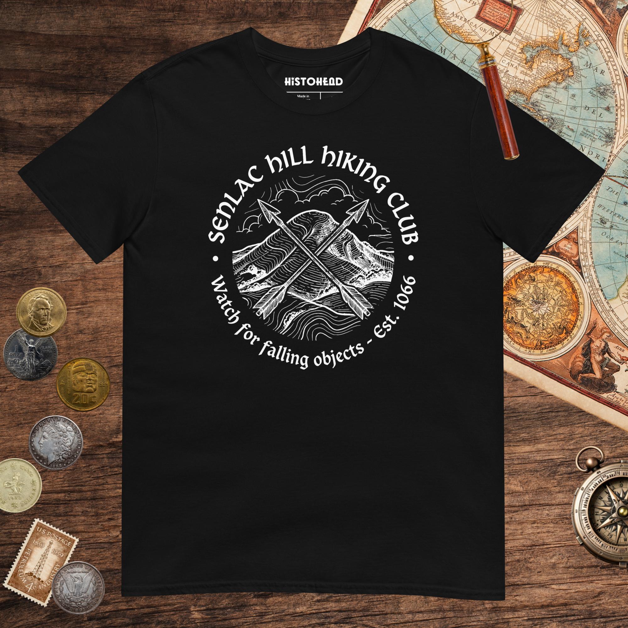 Black Senlac Hill Hiking Club Tee - history buff gift by HistoHead
