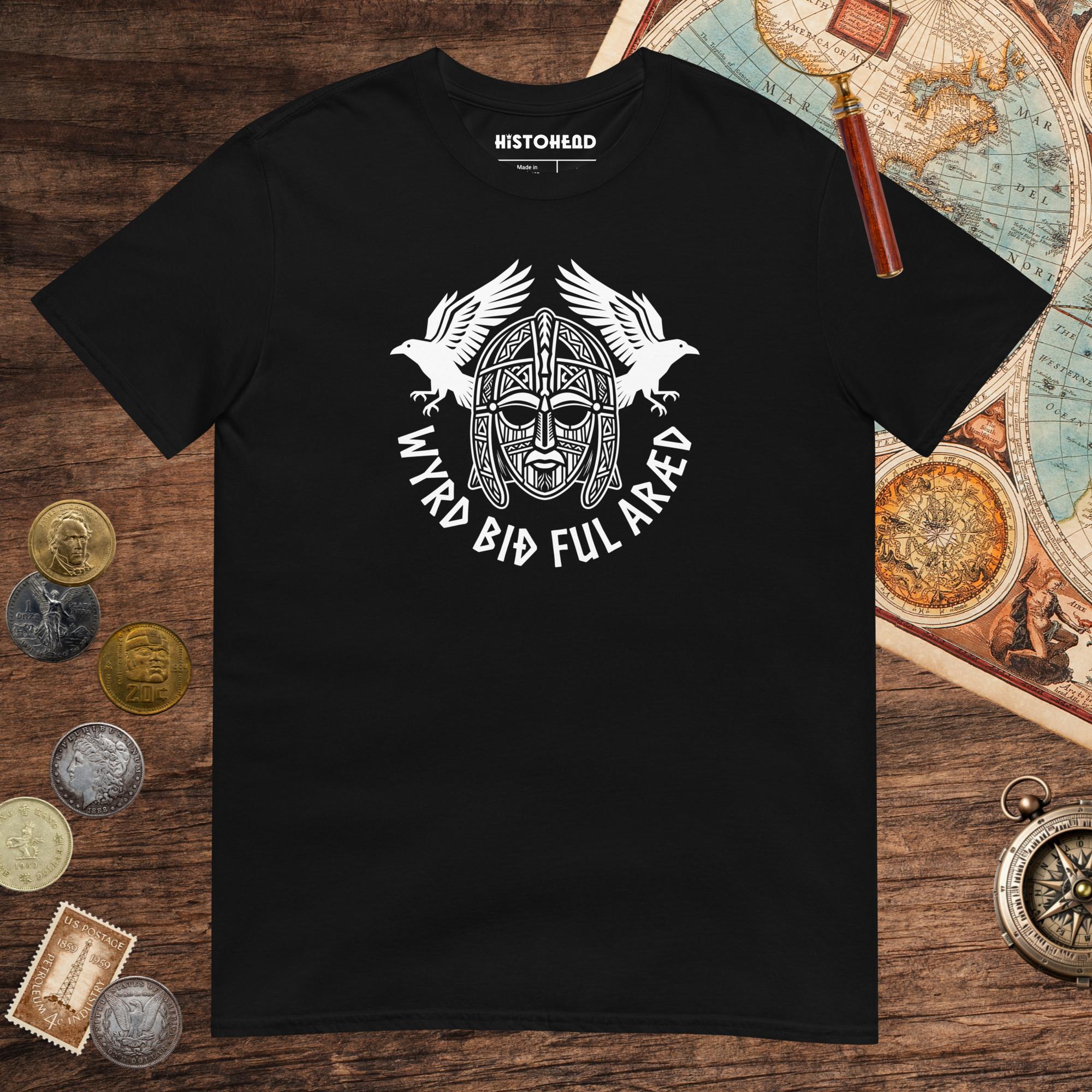 Black Wyrd Bið Ful Aræd Sutton Hoo Helmet Edition Tee - history buff gift by HistoHead