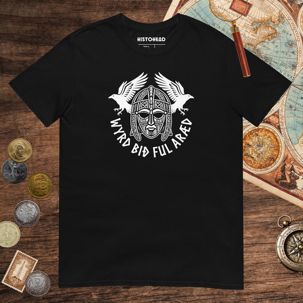 Black Wyrd Bið Ful Aræd Sutton Hoo Helmet Edition Tee - history buff gift by HistoHead