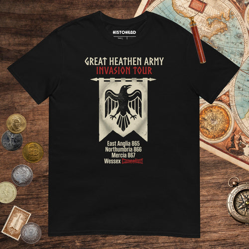 Black Great Heathen Army Invasion Tour Tee - history buff gift by HistoHead