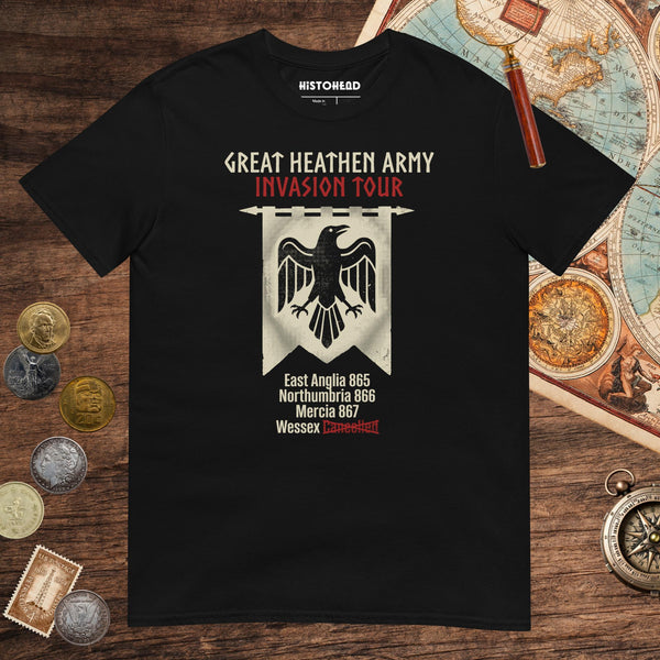 Black Great Heathen Army Invasion Tour Tee - history buff gift by HistoHead