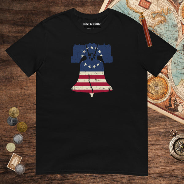 Black Liberty Bell Tee - history buff gift by HistoHead