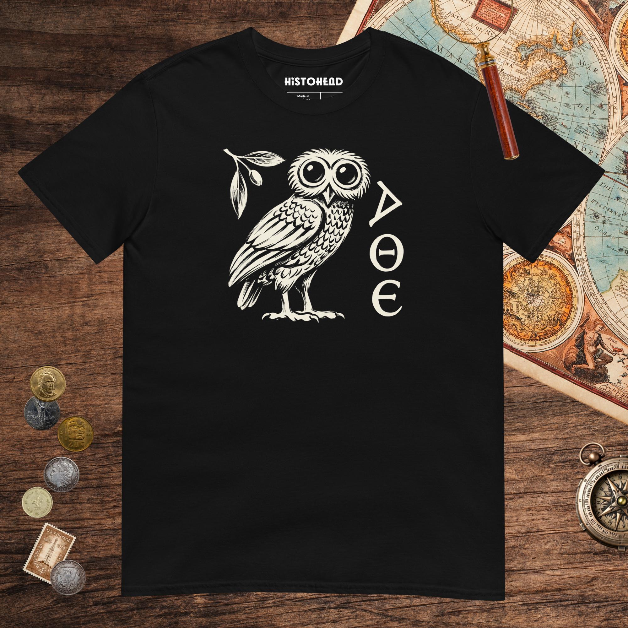 Black Owl of Athena Tee - history buff gift by HistoHead