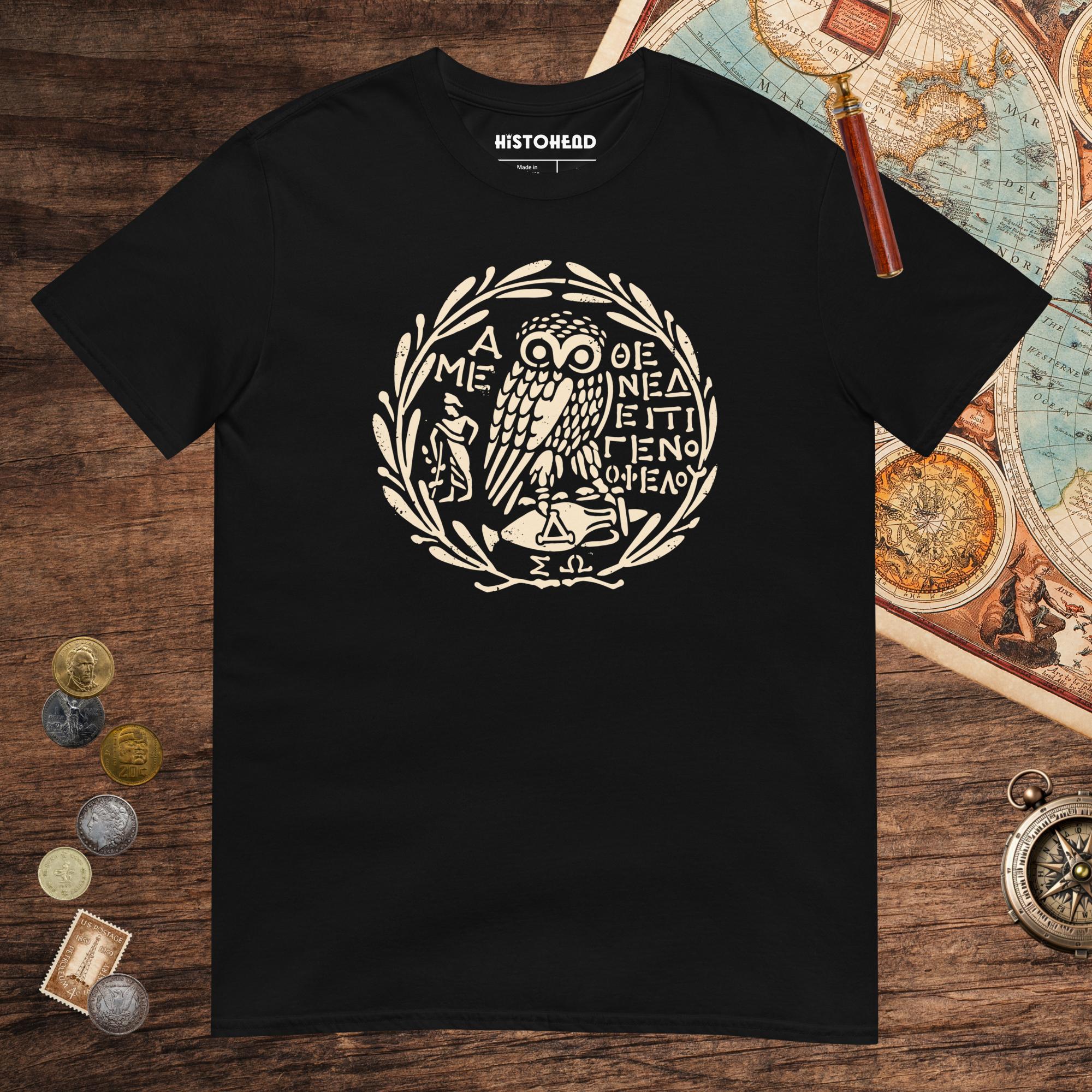 Black Owl of Athena 2 Tee - history buff gift by HistoHead