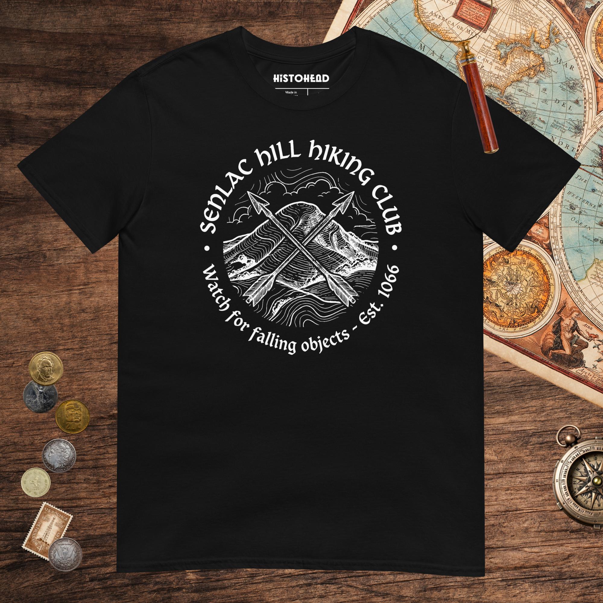 Black Senlac Hill Hiking Club Tee - history buff gift by HistoHead