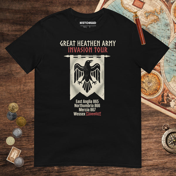 Black Great Heathen Army Invasion Tour Tee - history buff gift by HistoHead