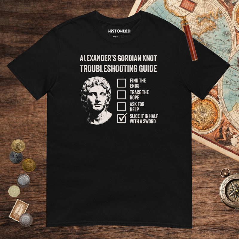 Black Alexander's Gordian Knot Guide Tee - history buff gift by HistoHead