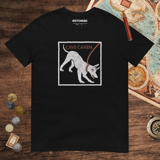 Black Cave Canem Pompeii Mosaic Tee - history buff gift by HistoHead