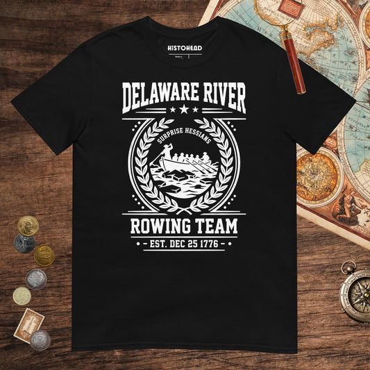 Black Delaware River Rowing Team Tee - history buff gift by HistoHead