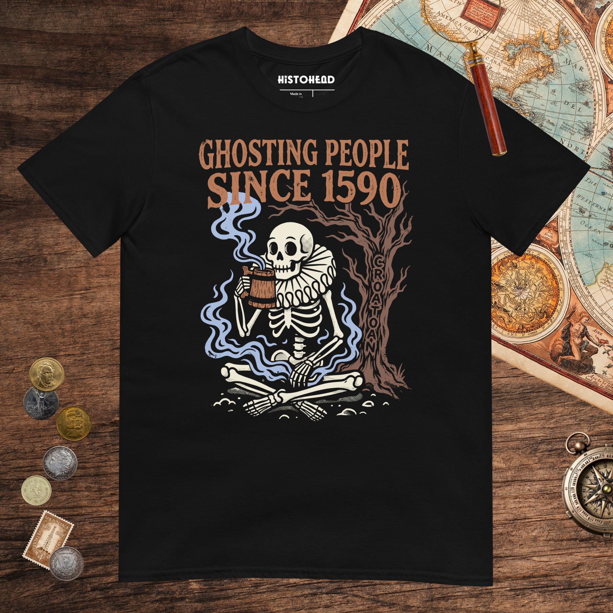 Black Roanoke Colony Ghosting Since 1590 Tee - history buff gift by HistoHead