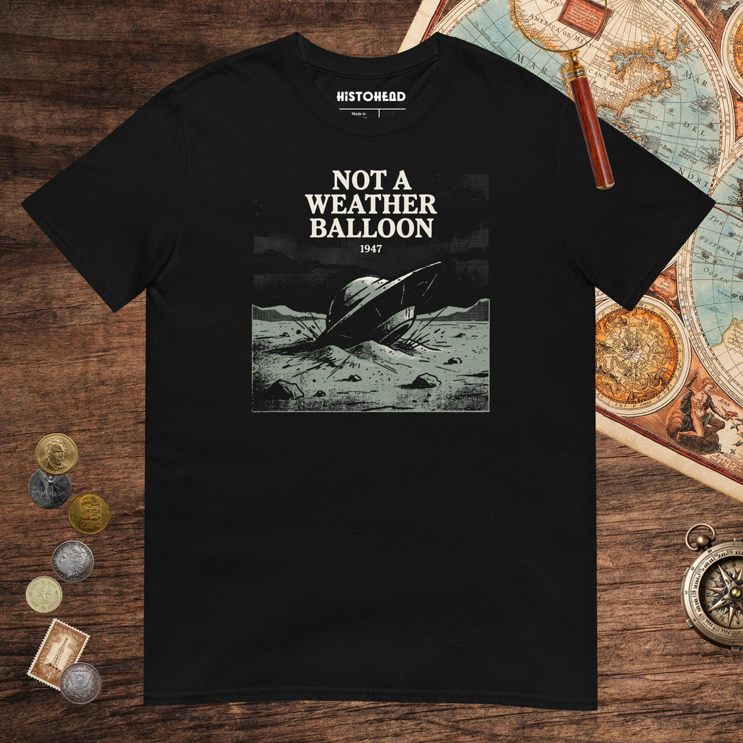 Black Roswell Weather Balloon Tee - history buff gift by HistoHead