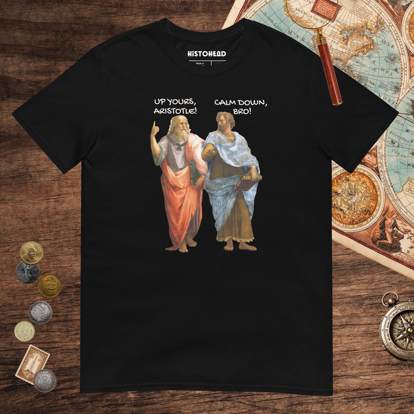 Black Plato And Aristotle Tee - history buff gift by HistoHead