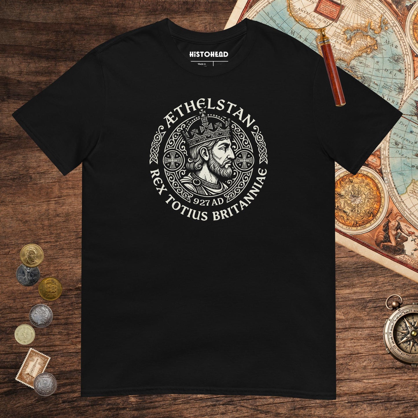 Black Æthelstan King of All Britain Tee - history buff gift by HistoHead