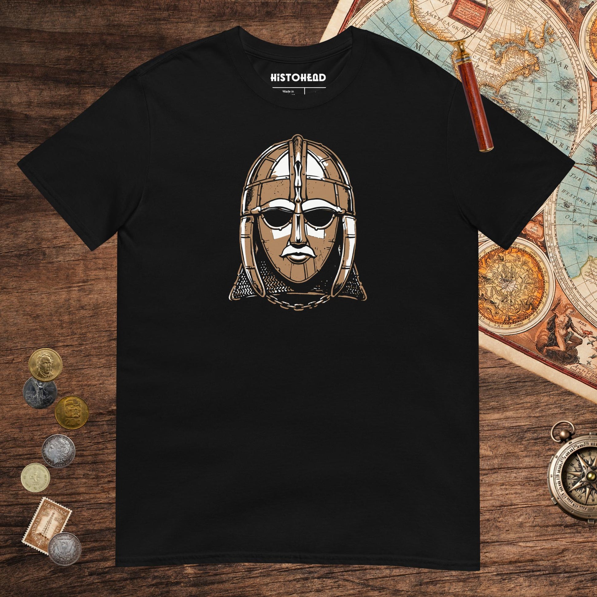 Black Sutton Hoo Helmet Tee - history buff gift by HistoHead