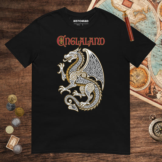 Black Englaland Dragon Tee - history buff gift by HistoHead