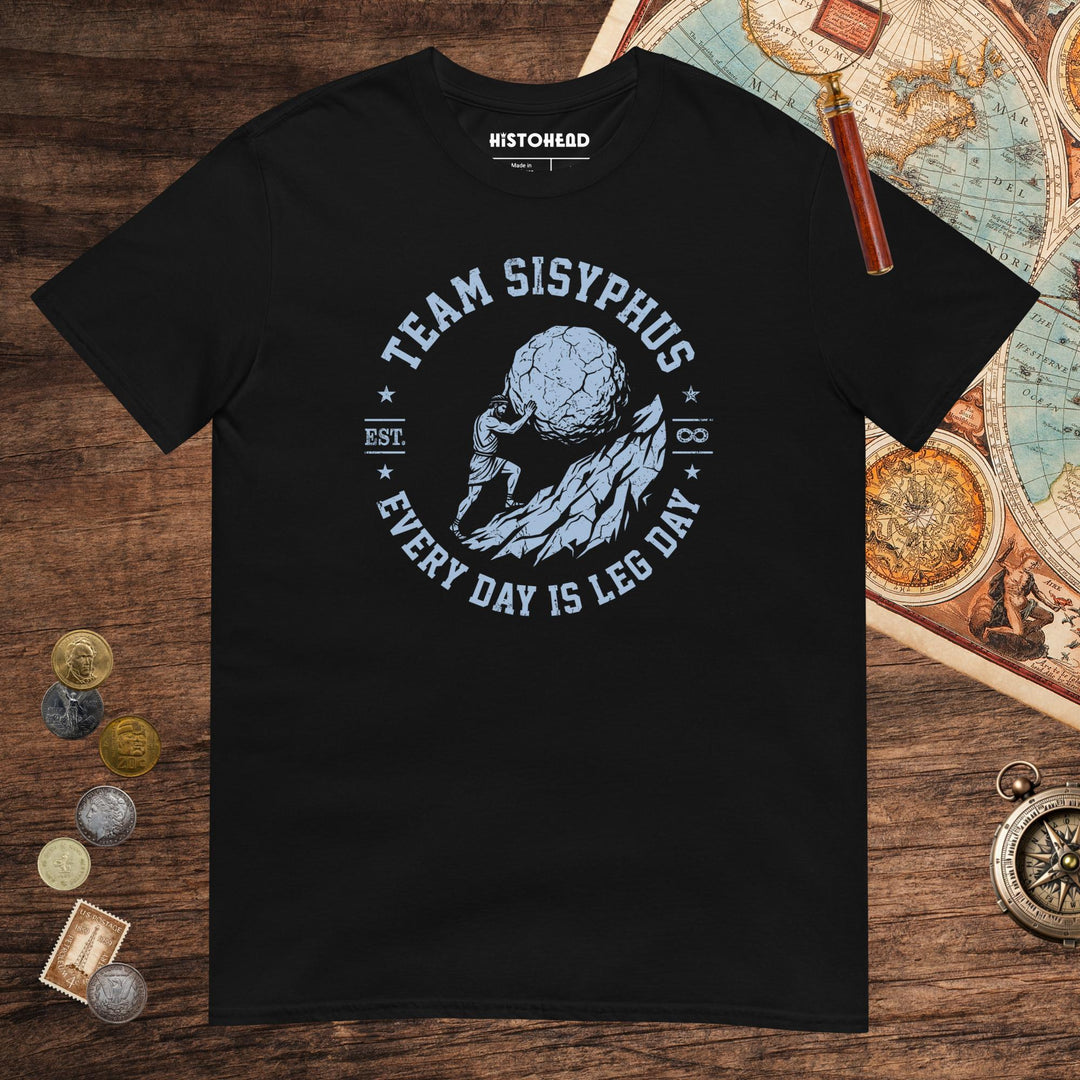 Black Team Sisyphus Tee - history buff gift by HistoHead