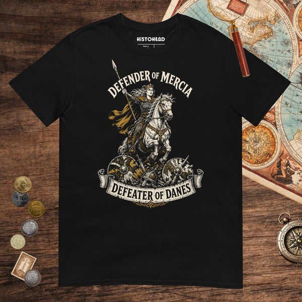 Black Æthelflæd Defender of Mercia Tee - history buff gift by HistoHead
